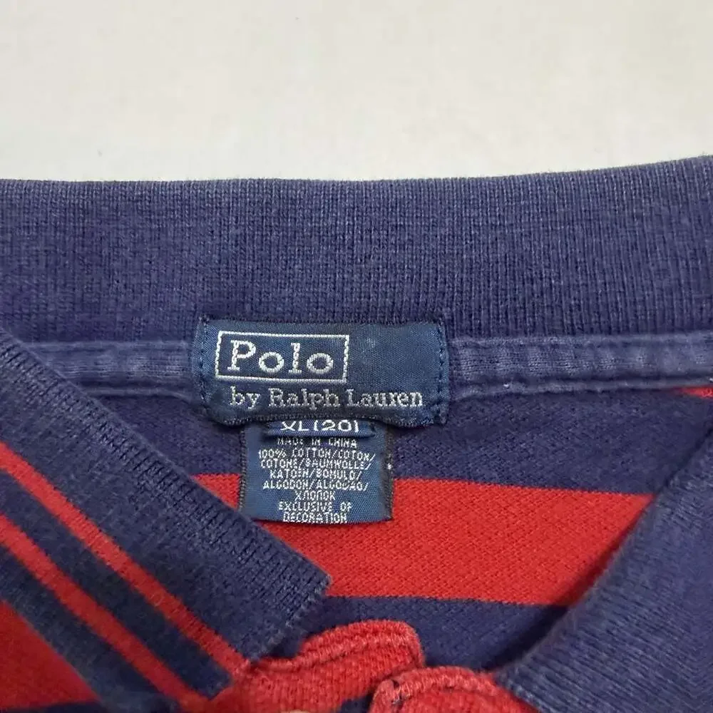 Polo Ralph Lauren Rugby Polo Long Sleeve Boys Size XL 20 Red Blue Striped